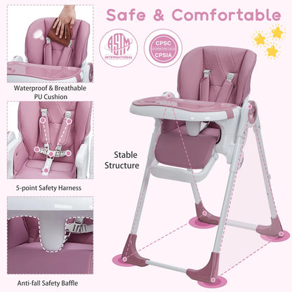 Adjustable Baby High Chair with Tray for Feeding Time