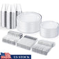 Silver Plastic Dinnerware Set 300 PCS