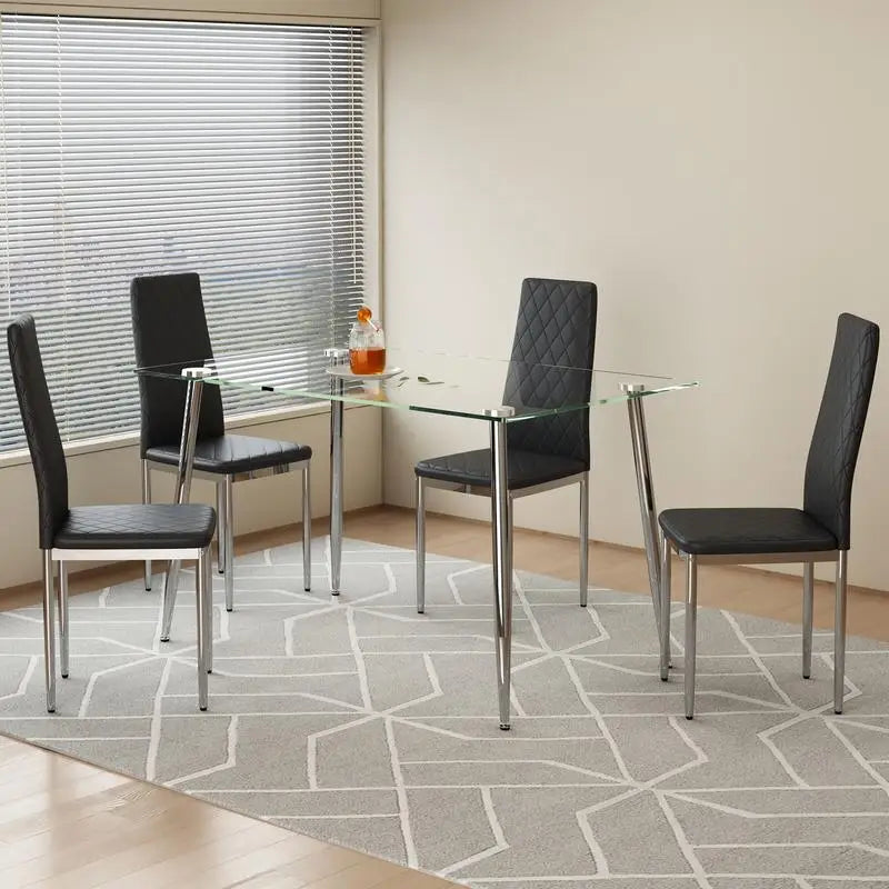 Dining Table with Tempered Glass Top