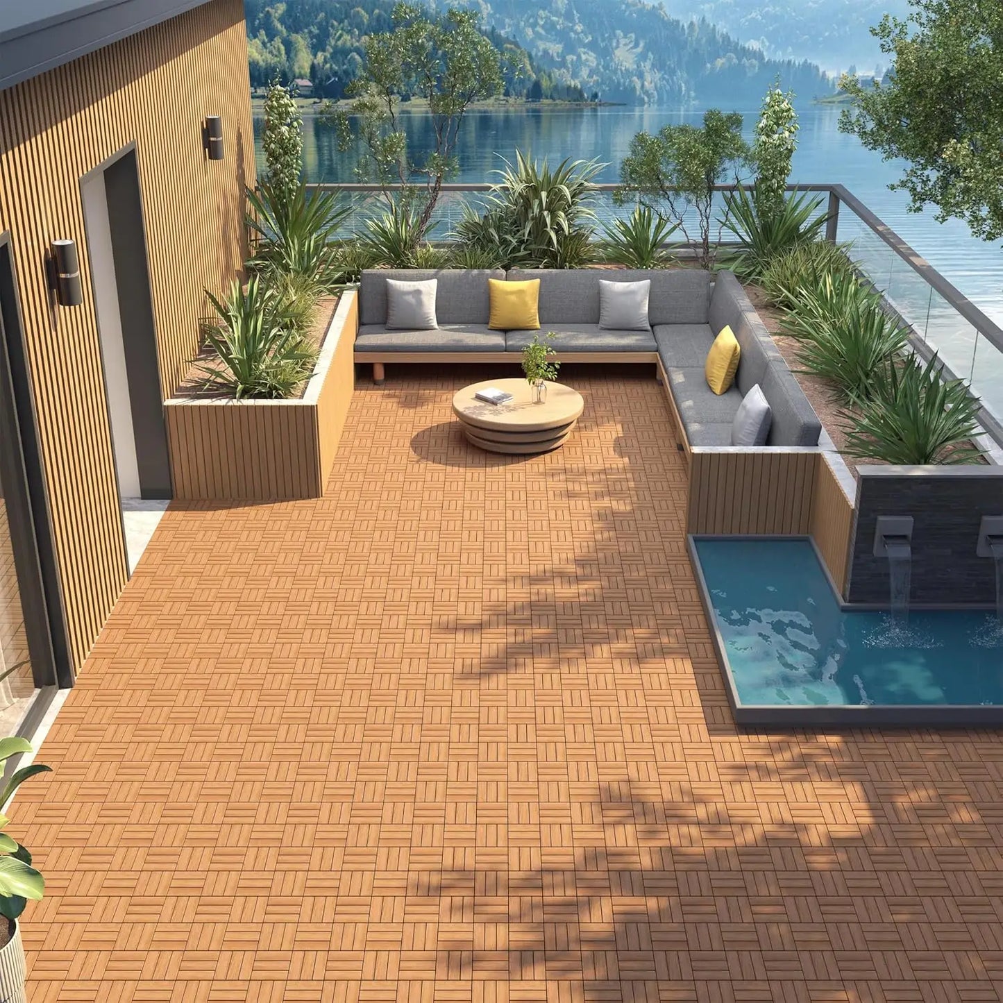 Hardwood Interlocking Deck Tiles