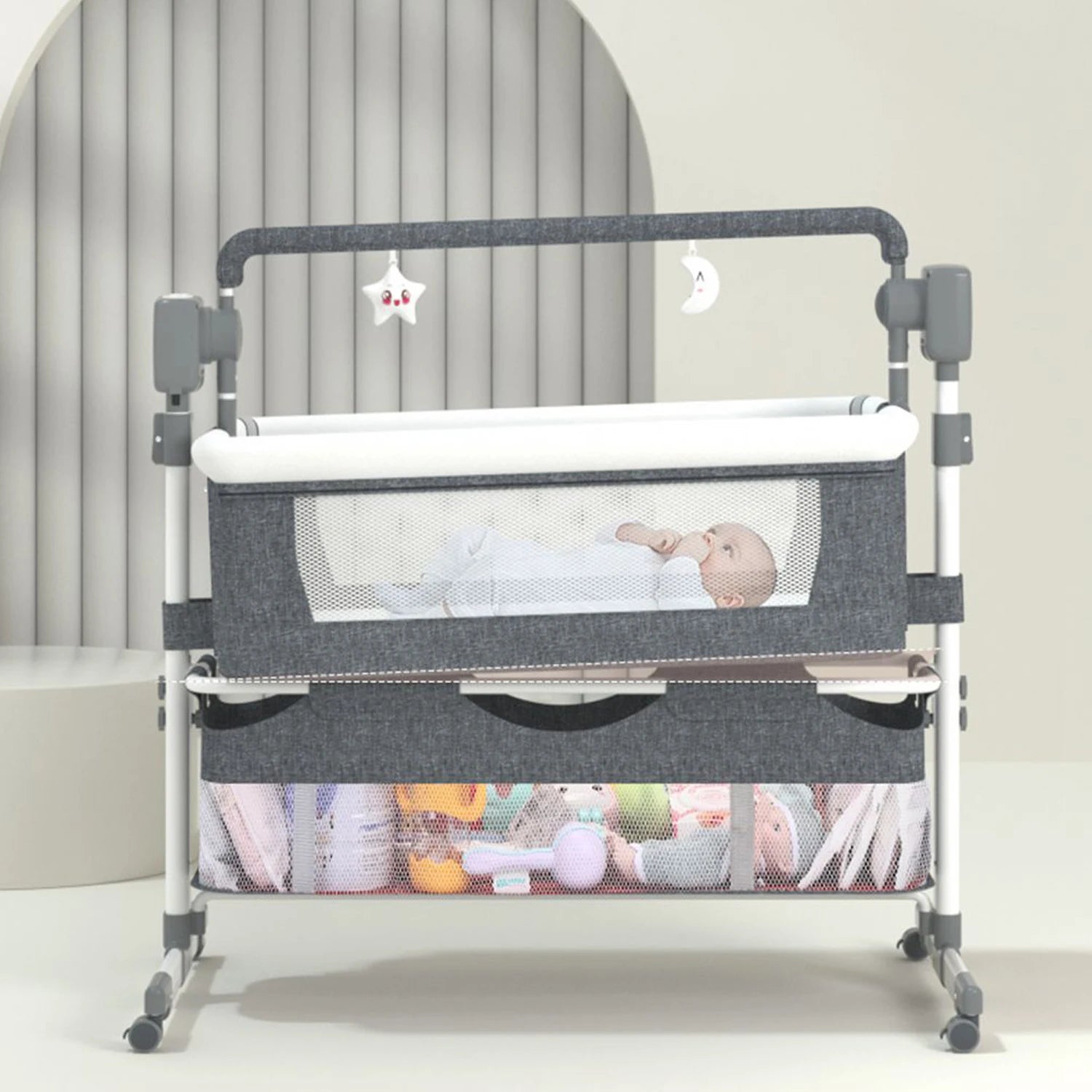 Rocking Baby Bassinet with Gentle Motion for Newborns