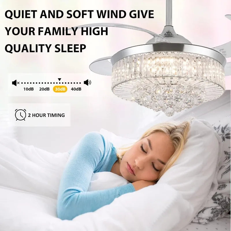 42" Invisible Ceiling Fan Chandelier