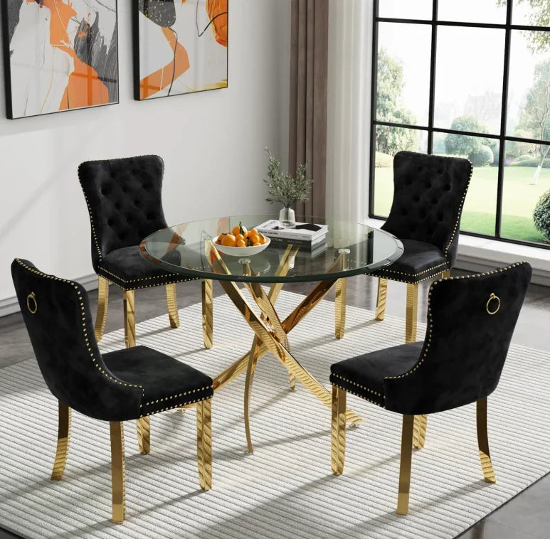 Modern Square Glass Dining Table for Kitchen & Dining Room