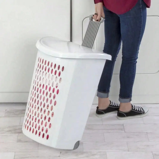 Plastic Laundry Basket with Wheels