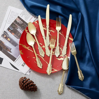Gold Plastic Silverware set for home