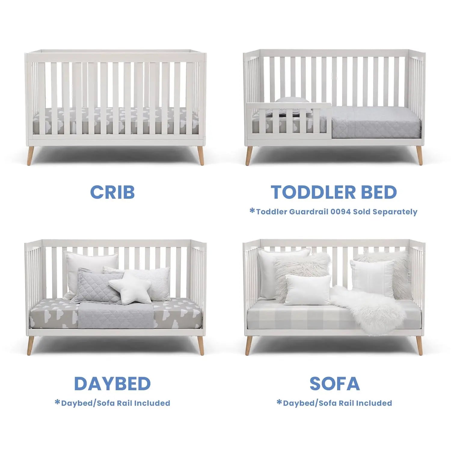 Convertible Baby Crib 4-in-1 for Nursery and Growing Babies