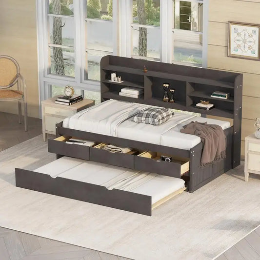 Twin Bed with Bookshelves Storage