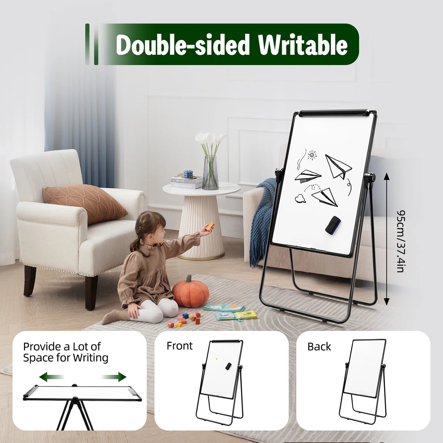 Double-Sided Dry Erase Board 36x24 Inches
