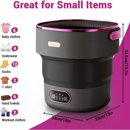 Foldable Mini Washer with 4 Cleaning Modes for Travel