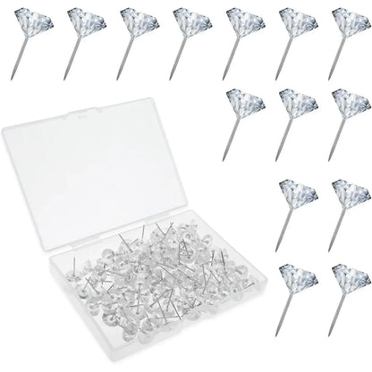 100PCS Diamond Thumbtacks