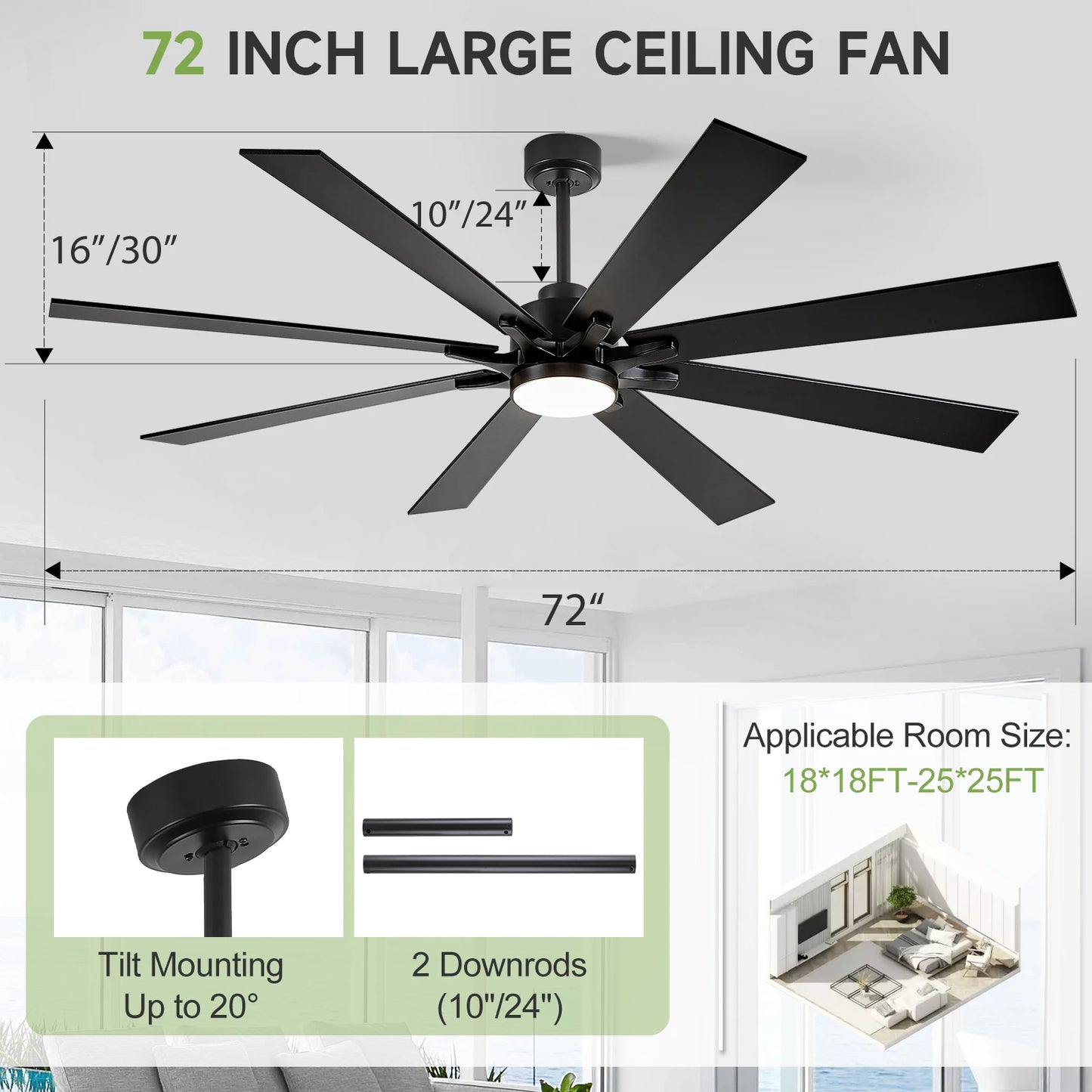 62/72 Inch Smart Ceiling Fan