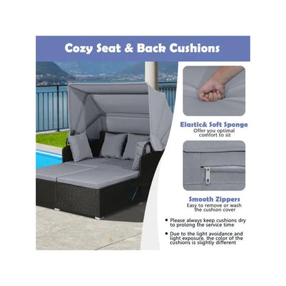 Gray Rattan Daybed Lounge