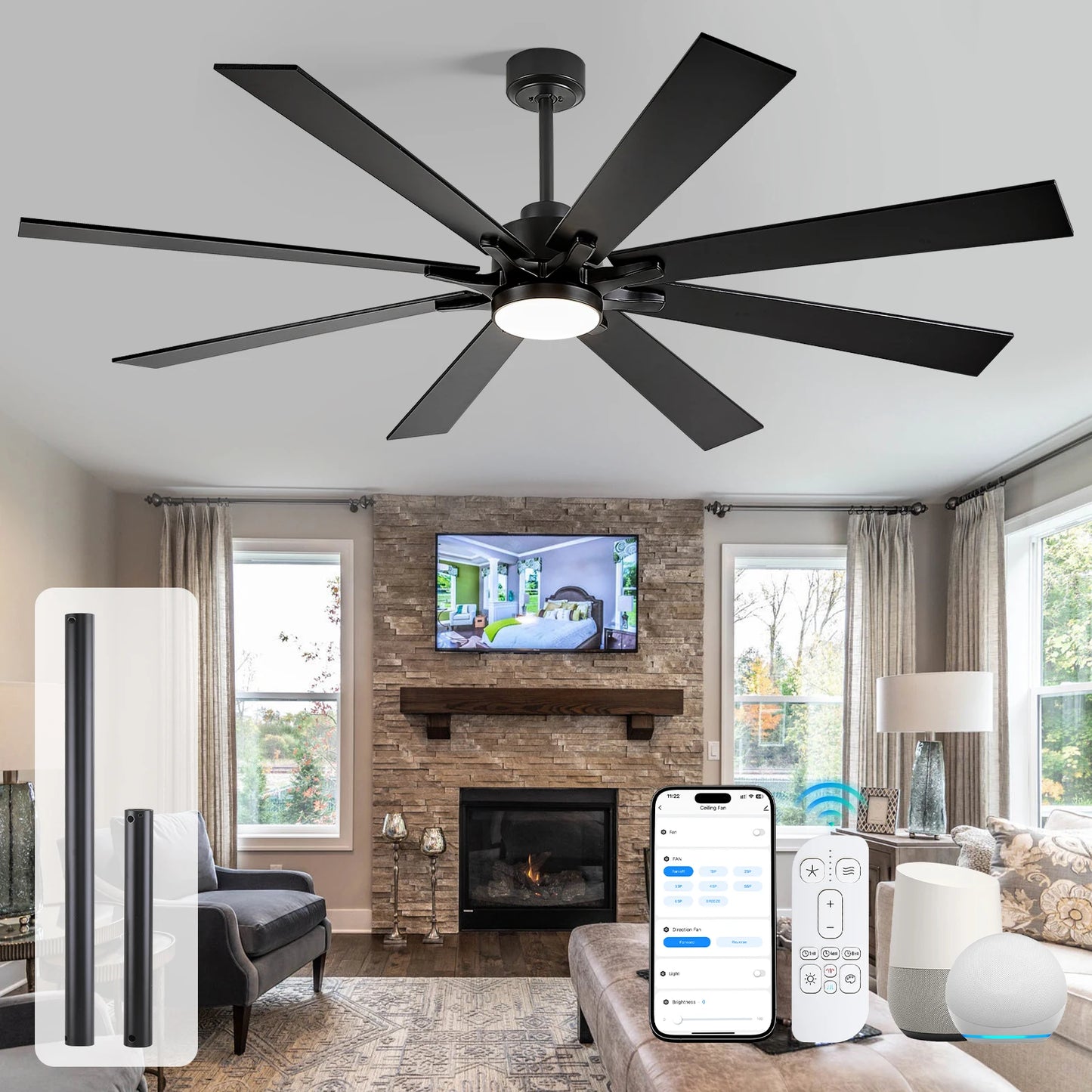 62/72 Inch Smart Ceiling Fan