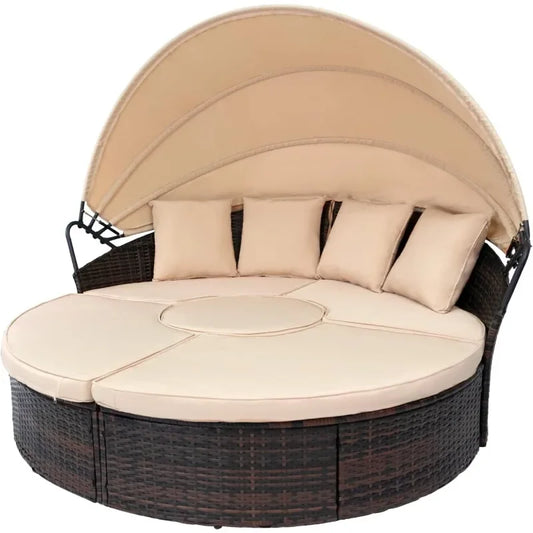 Patio Daybed with Retractable Canopy