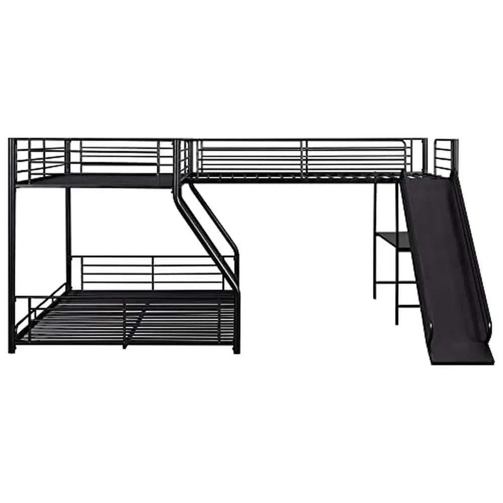 Metal L-Shaped Triple Bunk Bed
