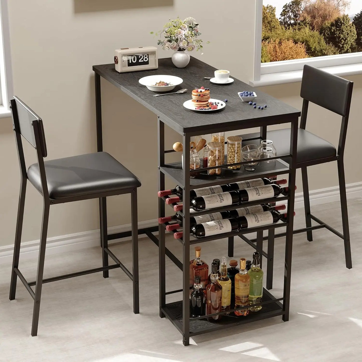 Dining Table with Storage Shelves