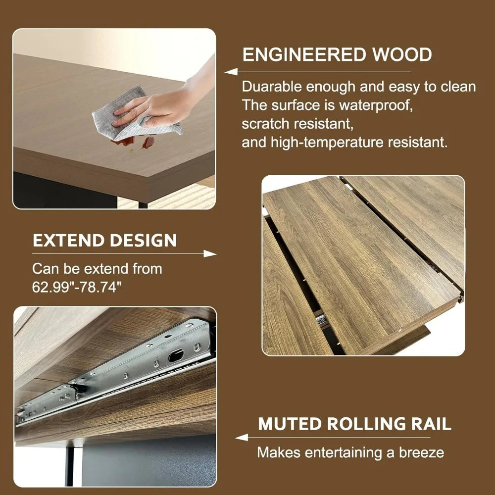 Extendable Dining Room Table 78.74 Inches