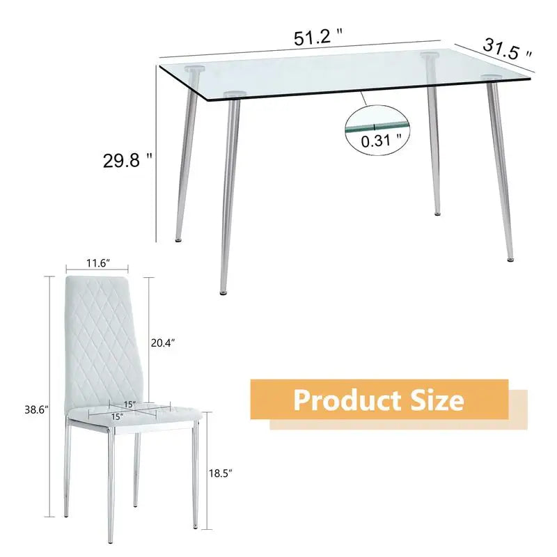 Dining Table with Tempered Glass
