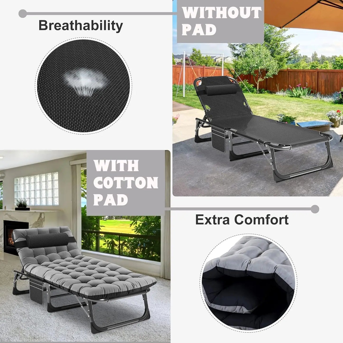 Chaise Lounge Chair, 5 Positions