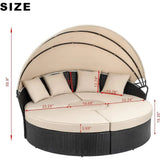 Patio Furniture/Round Daybed/Retractable Canopy