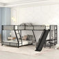 Metal L-Shaped Triple Bunk Bed