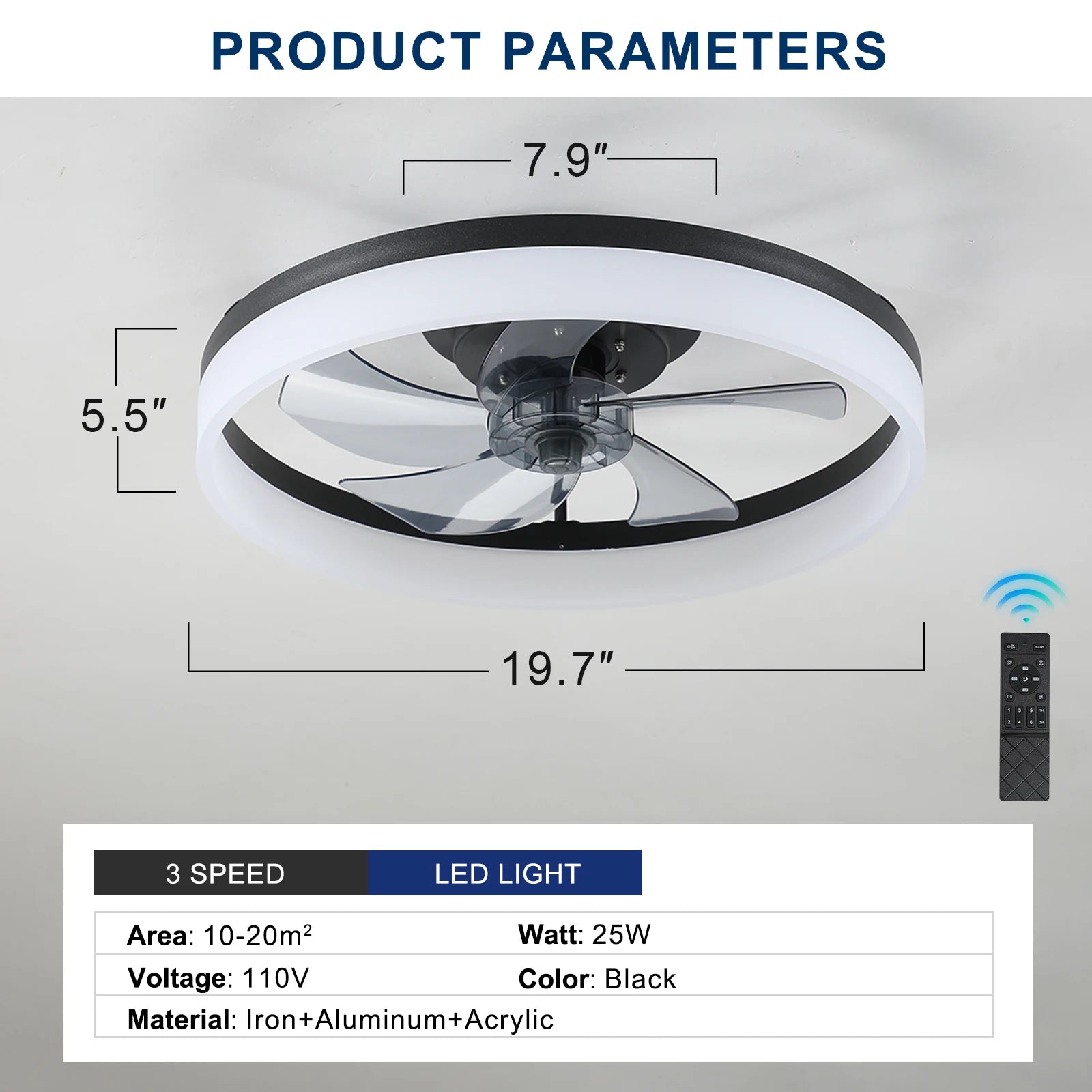 LED Fan Light 20 Inch Stylish & Functional Ceiling Fan