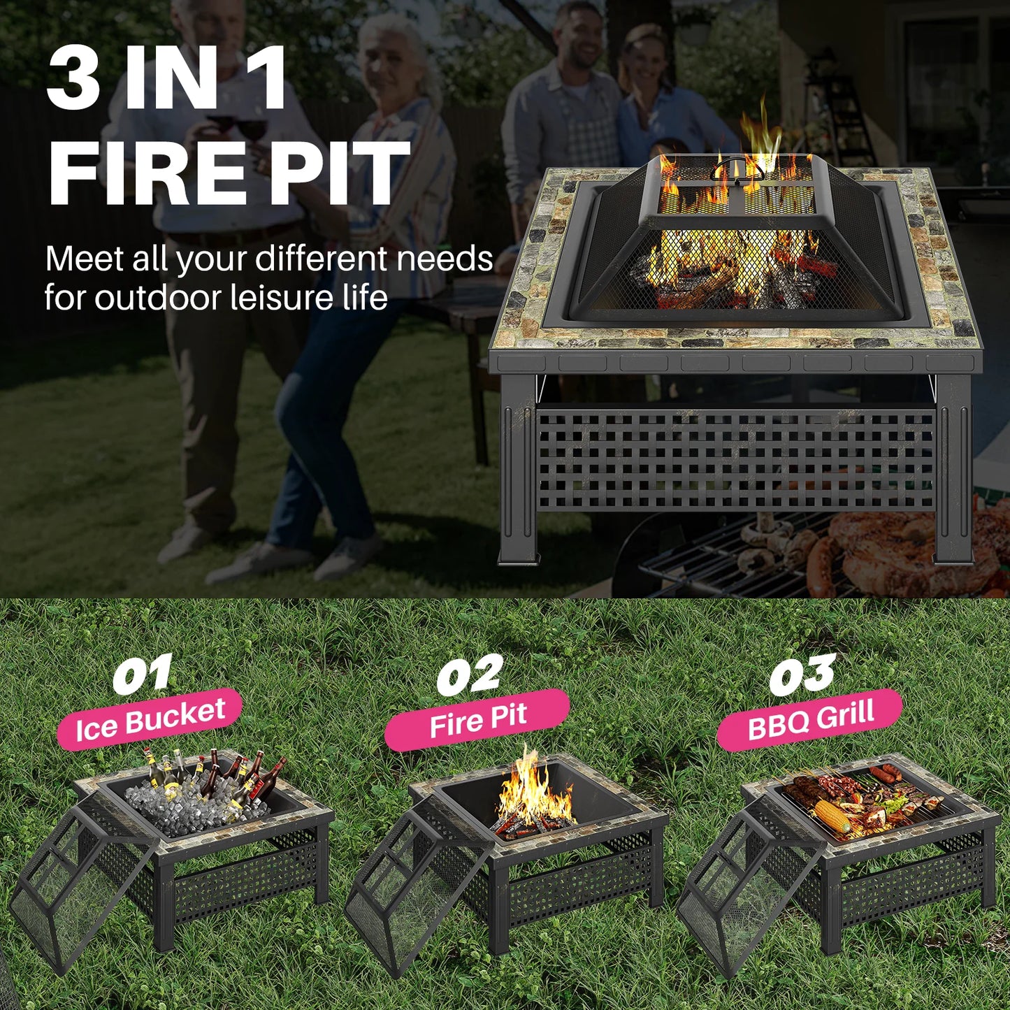 Square Outdoor Fireplace Table