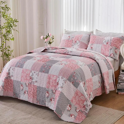 Pink Queen Size Quilt Set