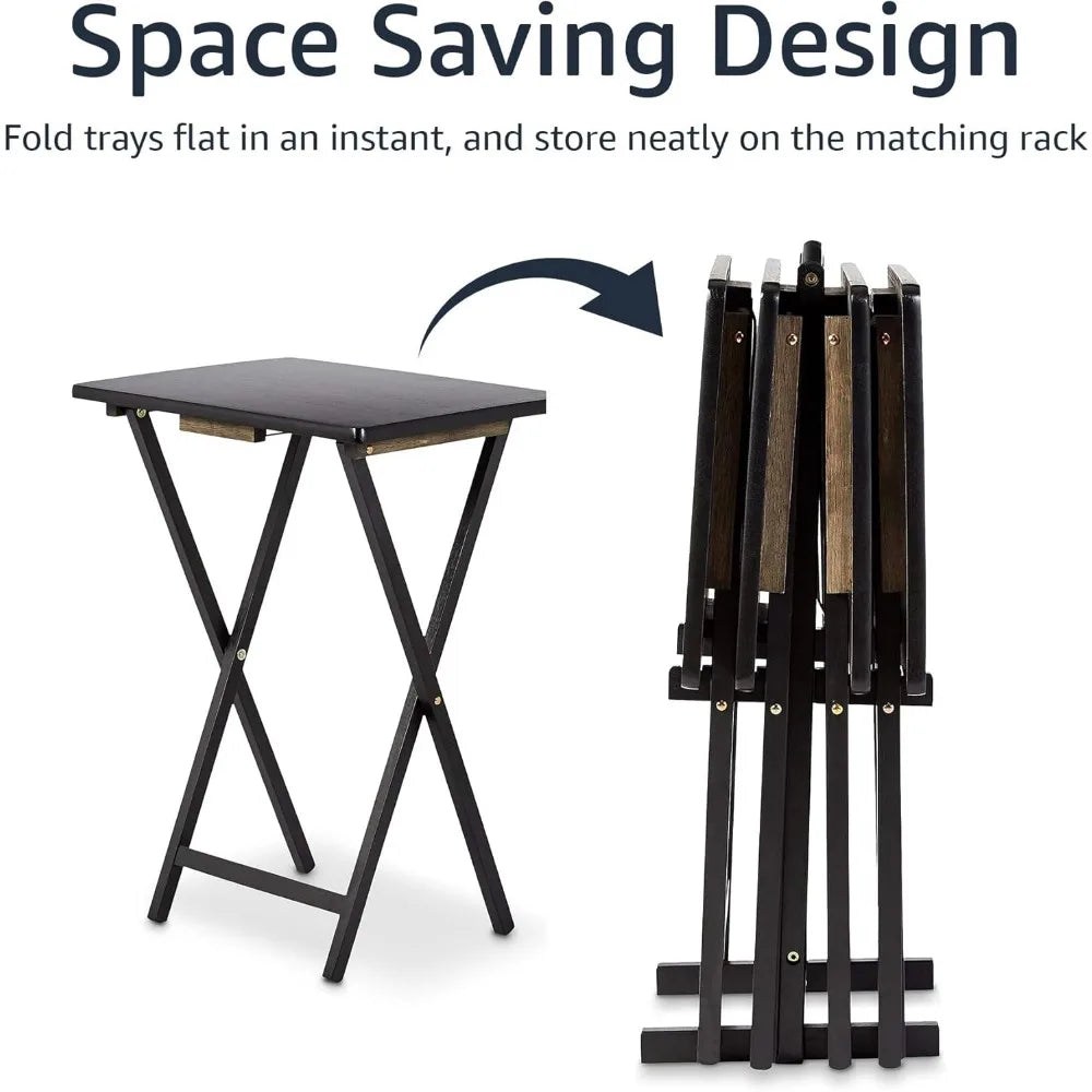 Folding Tray Table Set for Living Room and Home Use