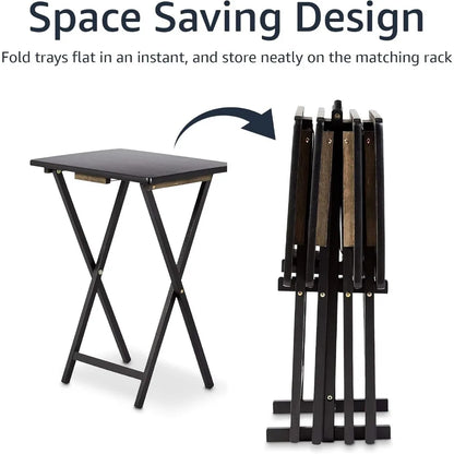 Folding Tray Table Set for Living Room and Home Use