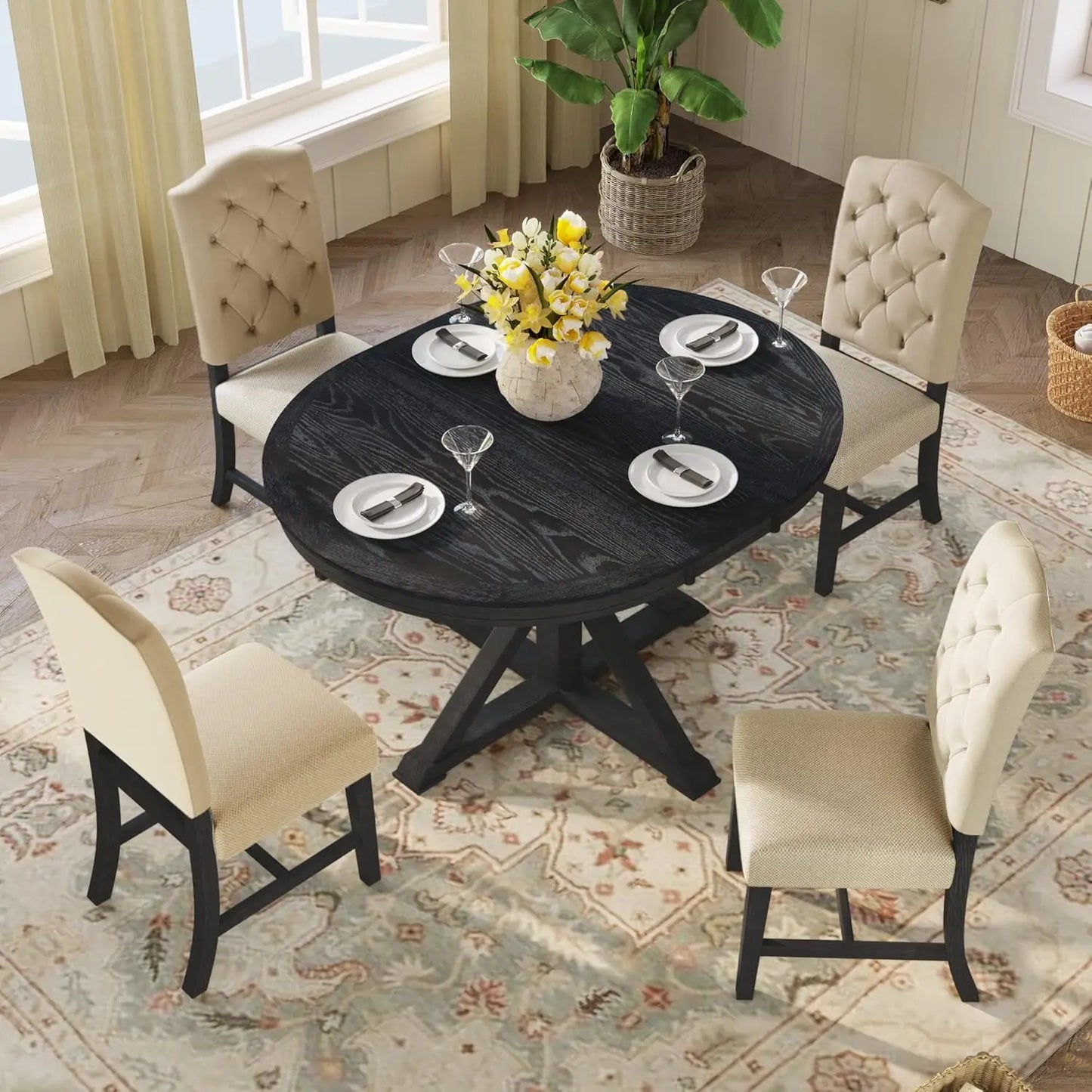 Extendable Dining Table Set for 4, 5