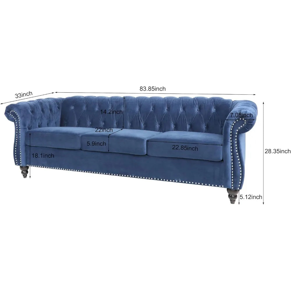 Luxury Velvet Chesterfield Sofa for Living Room