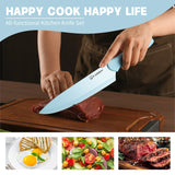14 Pieces Blue Knife Set