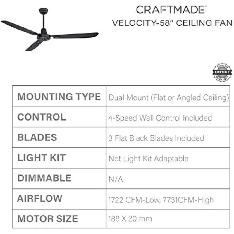 58" Heavy-Duty Ceiling Fan