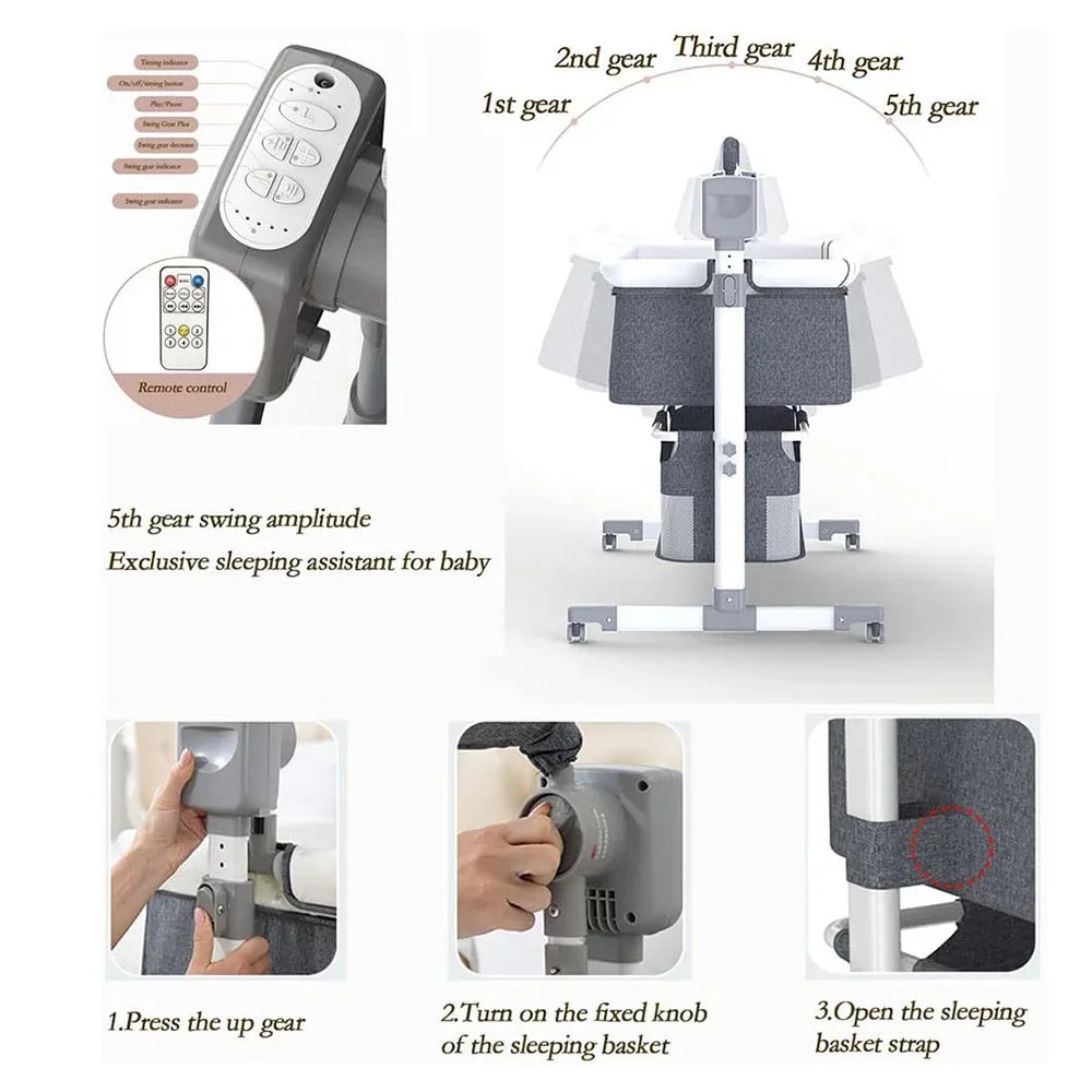 Rocking Baby Bassinet with Gentle Motion for Newborns