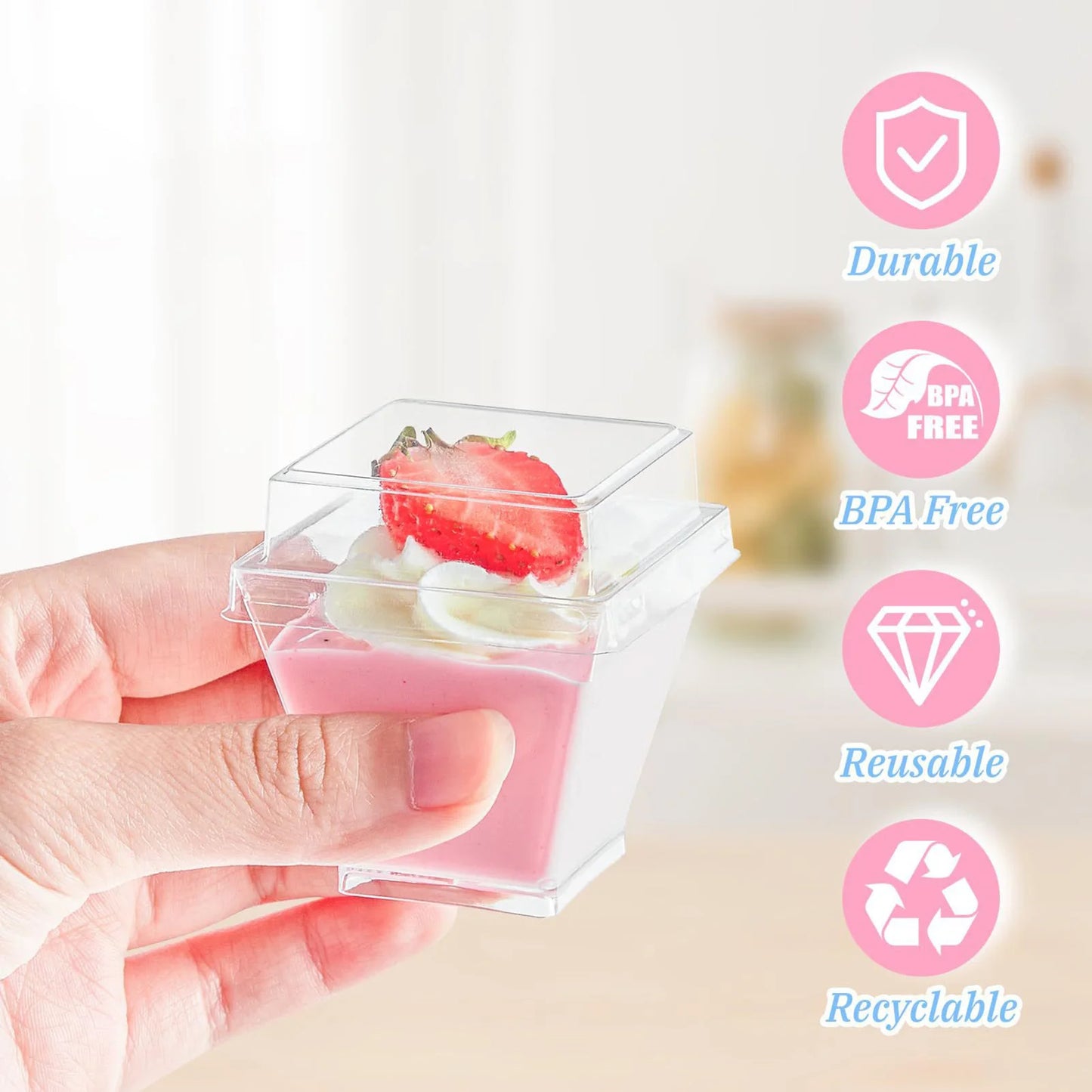Dessert Cups With Lids and Spoons
