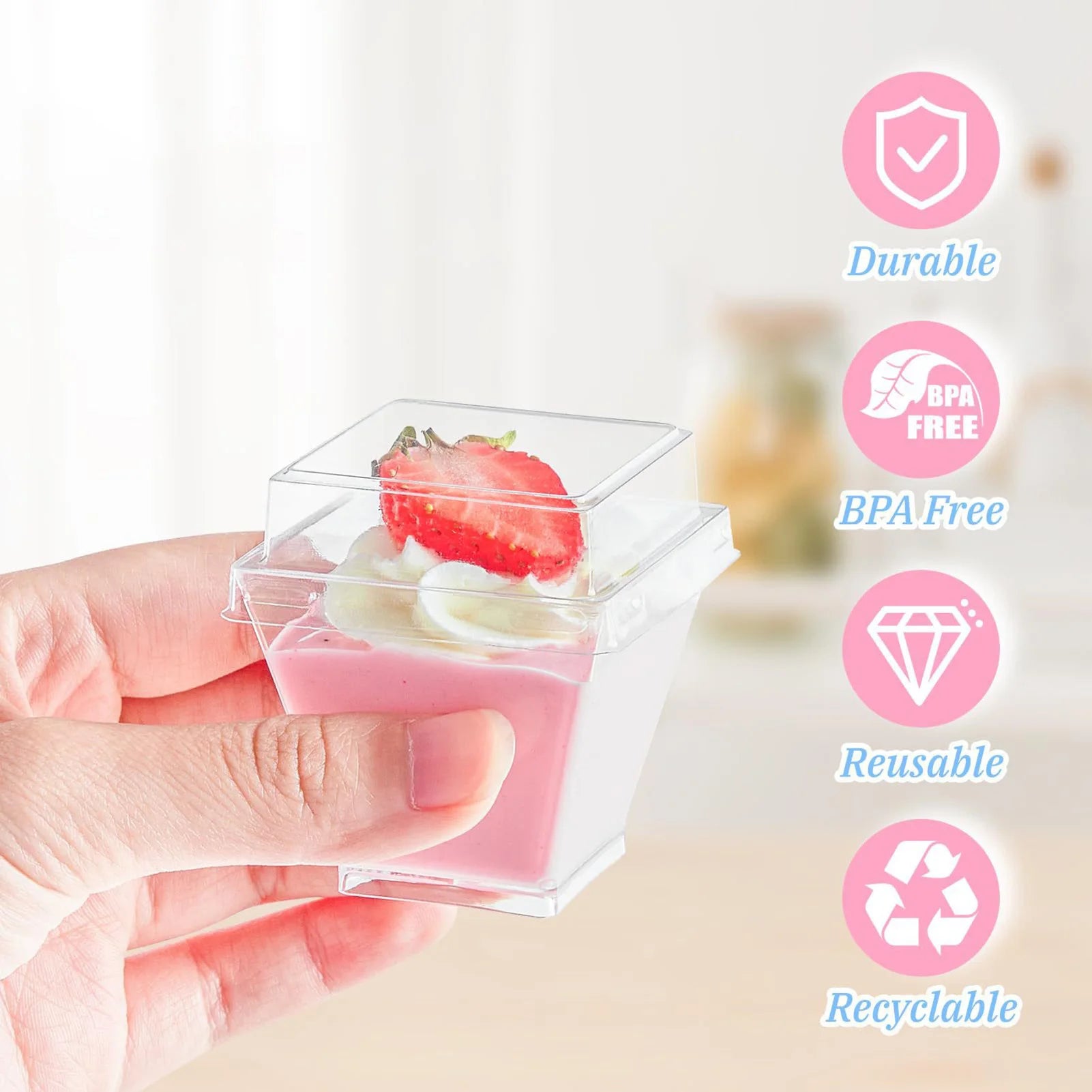 Dessert Cups With Lids and Spoons