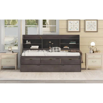 Twin Bed with Bookshelves Storage