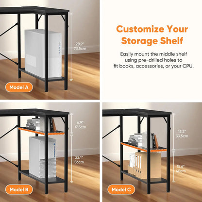 L Shaped Desk with Shelf & Drawers Stylish Home Office Desk