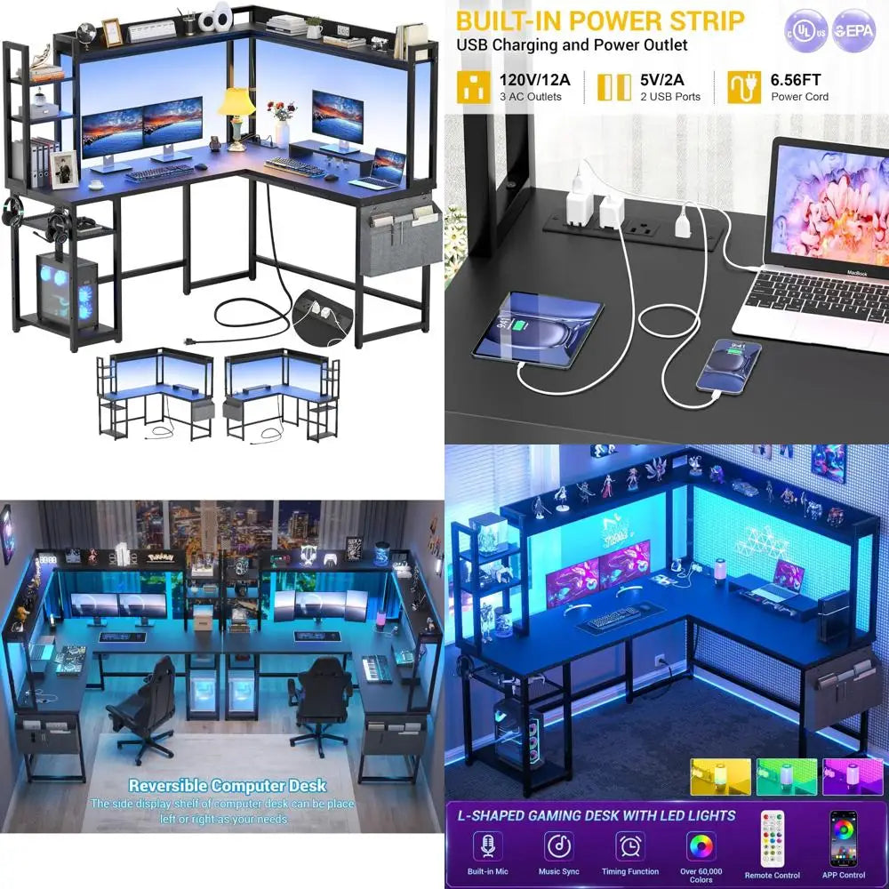 Reversible L-Shaped Gaming Desk