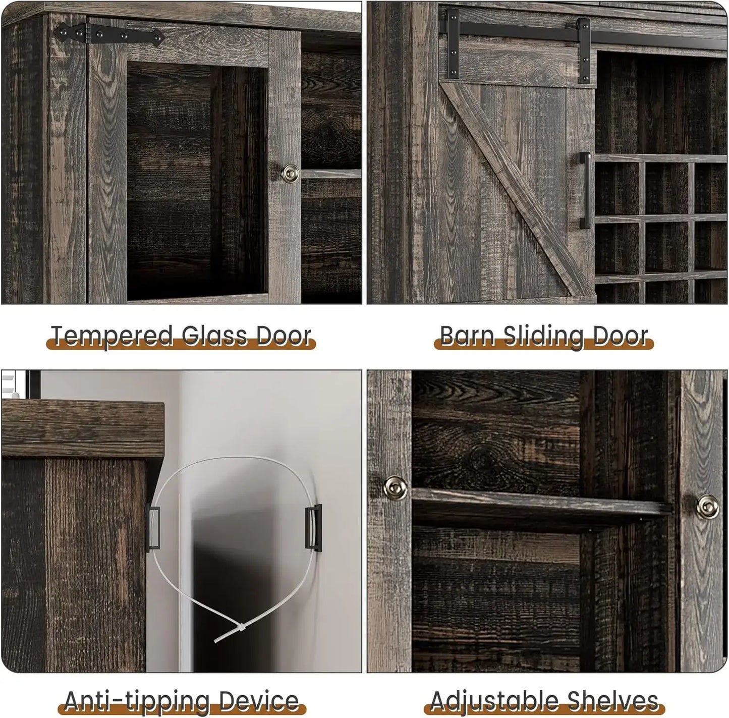 Coffee Bar with Power Outlet and LED Lighting