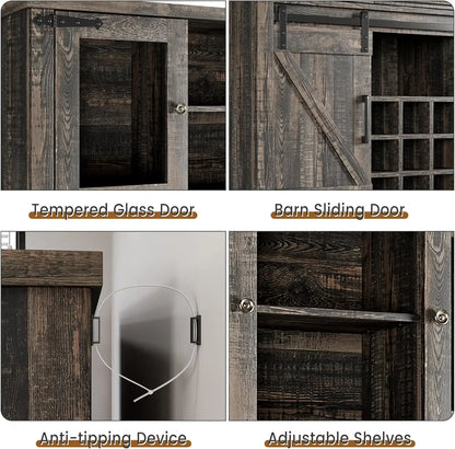 Coffee Bar with Power Outlet and LED Lighting