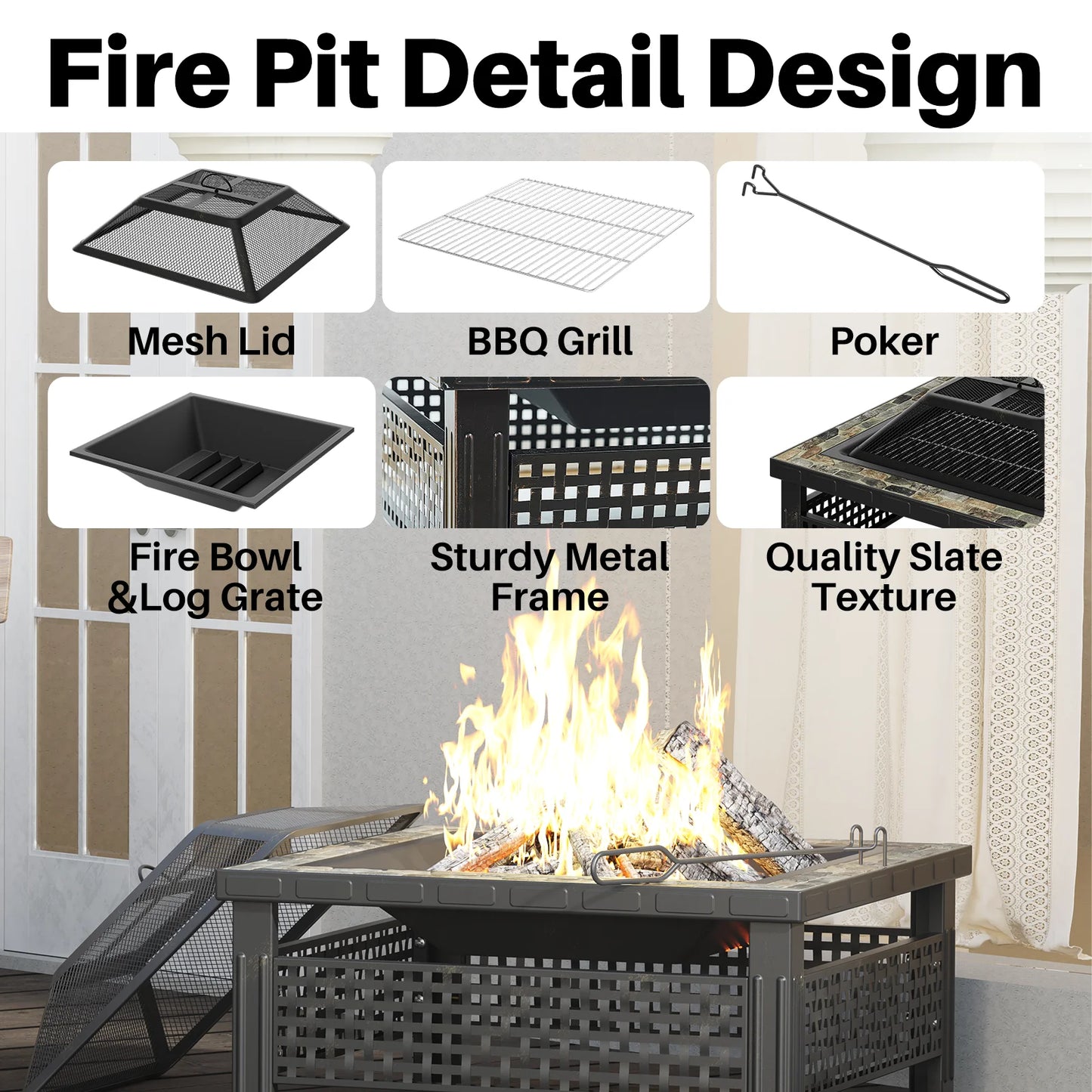 Square Outdoor Fireplace Table