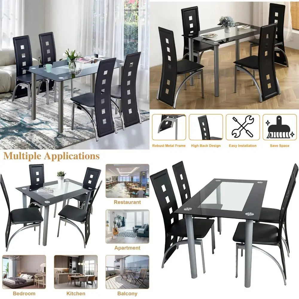 4-Seat Tempered Glass Dining Set