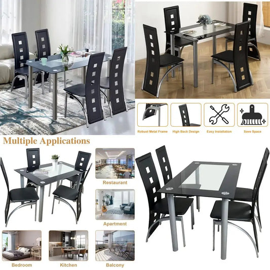 4-Seat Tempered Glass Dining Set