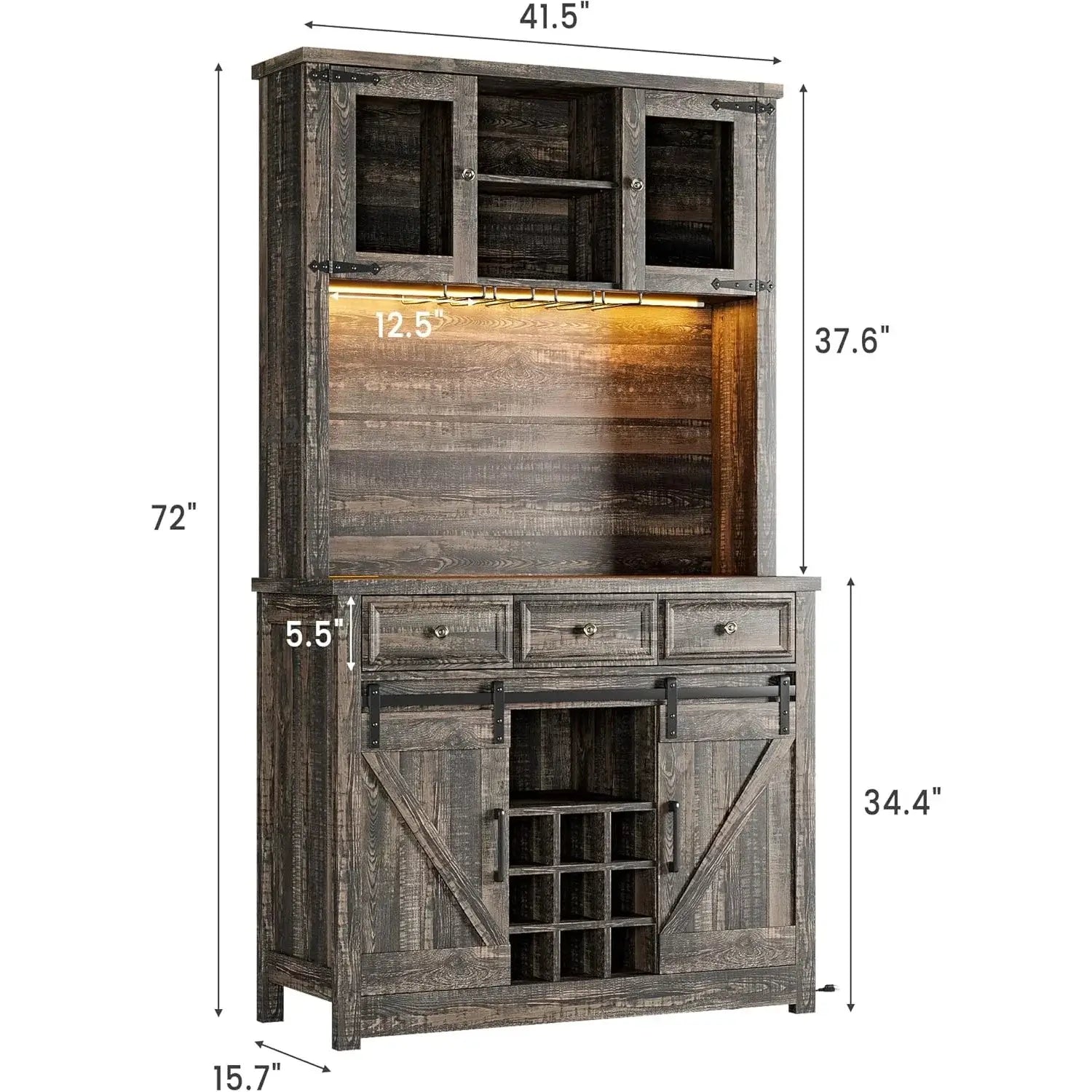 Coffee Bar with Power Outlet and LED Lighting