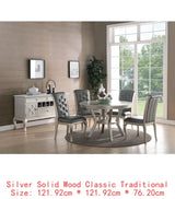 Glass Dining Table Set/Silver Hue