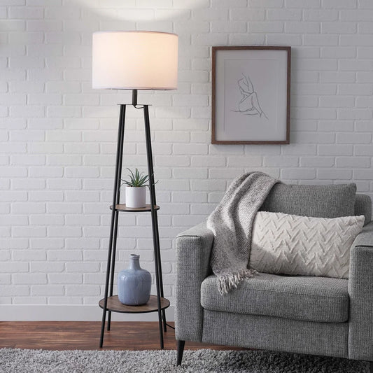 Floor Lamp with 2 Shelves