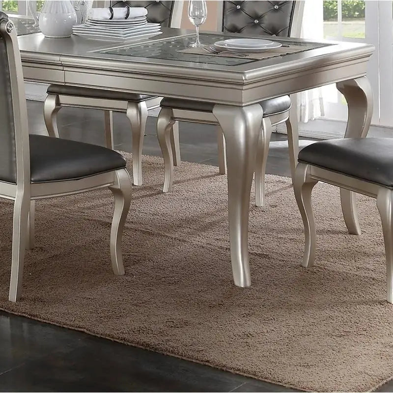 Glass Dining Table Set/Silver Hue