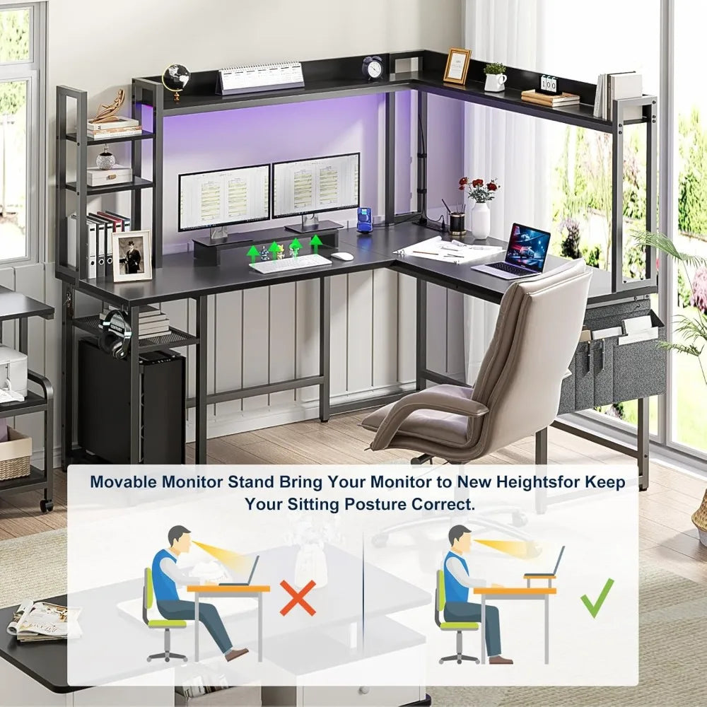 Reversible L-Shaped Gaming Desk